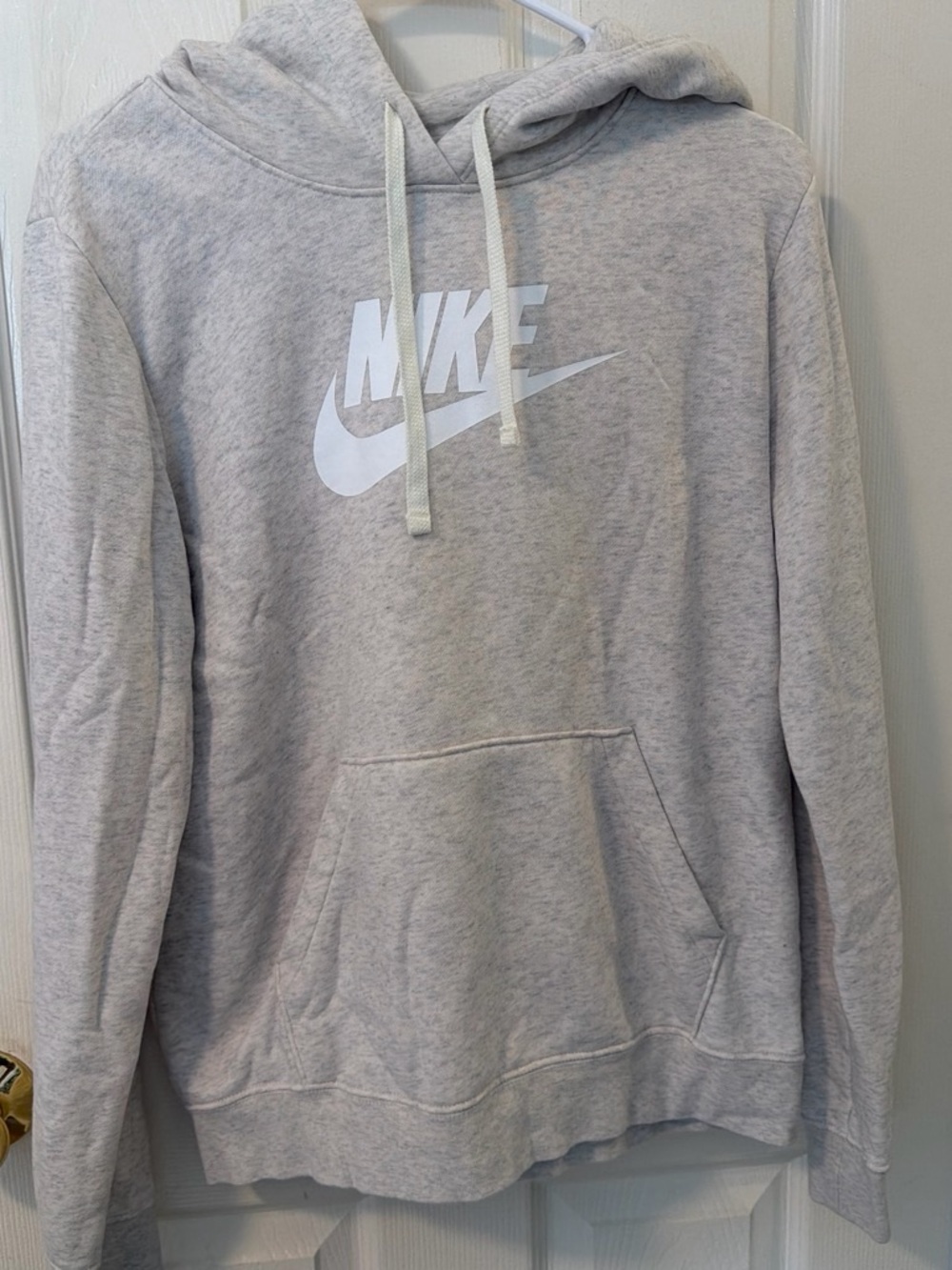 Nike Light Gray Crewneck Hoodie with White Logo